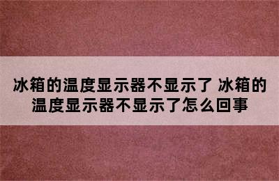 冰箱的温度显示器不显示了 冰箱的温度显示器不显示了怎么回事